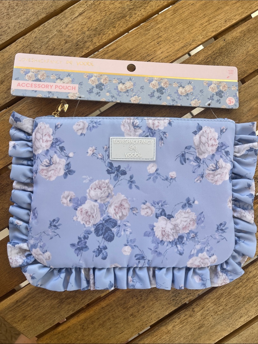LoveShackFancy x Target - Everblooming Rosettes Pouch with Ruffles Whisper Blue